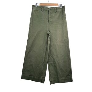 Madewell Wide Leg Crop Pants sz 29 Olive Twill preppy 90s